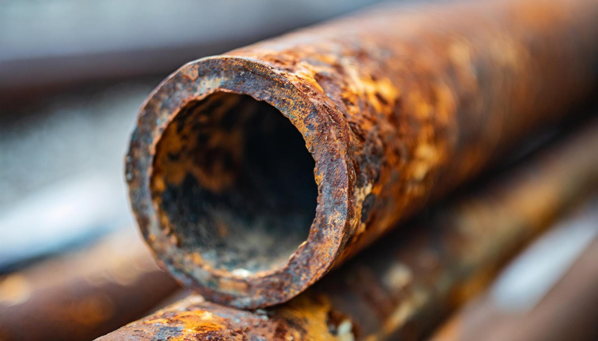 Pipe showing corrosive rust